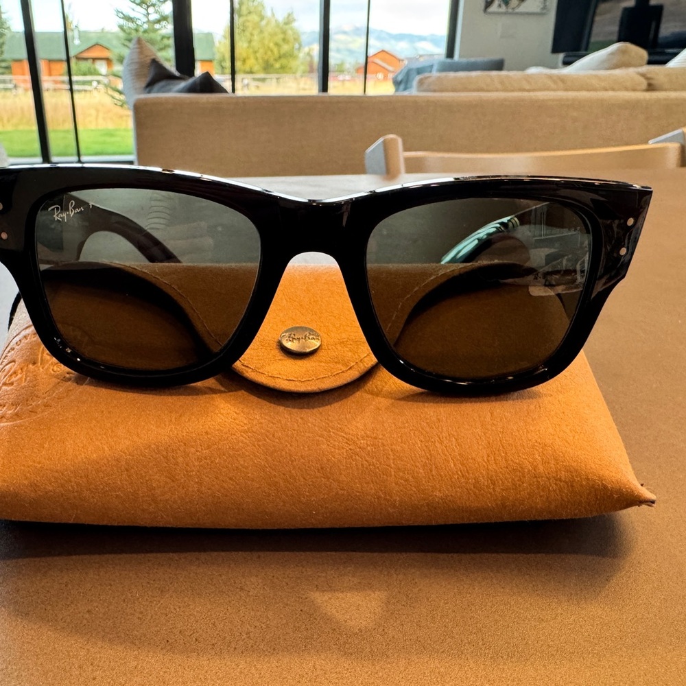 Ray-Ban Mega Wayfarer Black Sunglasses with Brown Case